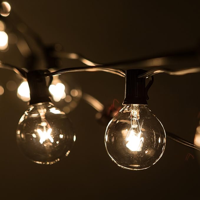 Hometown Evolution, Inc. 50 Foot Globe Patio String Lights with G50 2” Clear Light Bulbs and Black Wire (+ 2 Free | Lumora