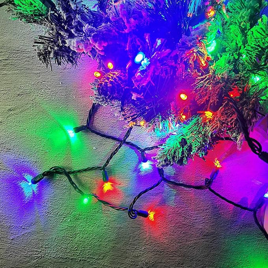 Christmas String Light 50 Multi-Colored 5mm LED Mini Christmas Light, 120V UL, Plug in Halloween Light Set 17ft Green Wire Connectable for Outdoor and Indoor Xmas Tree Wedding Party Decor