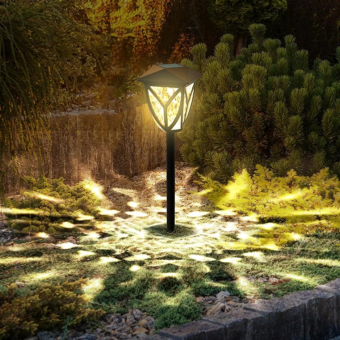 Ensenior 12-Pack Solar Lights Outdoor, 16.77" 3000K LED Solar Garden Lights for Pathway, Yard, Patio, Walkway | Lumora