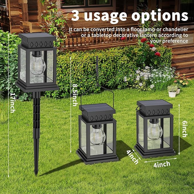 Bright Solar Pathway Lights Outdoor: 8x8cm Large Panel & 2000mAh Battery for Longer Lighting, Dual Power (Solar + Dry Cell), Waterproof Warm White Garden Yard Driveway Lights (8 Pack)