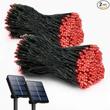 2 Pack Solar Christmas Lights Outdoor, 72FT 200 LED Solar String Lights with 8 Lighting Modes, IP65 Waterproof | Lumora