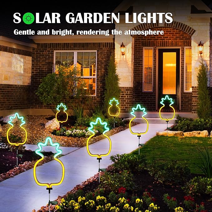 SunKite Pineapple Solar Garden Lights - Decorative Stake Lights for Outdoor, Yard, Lawn, Pathway, Patio, Backyard | Lumora