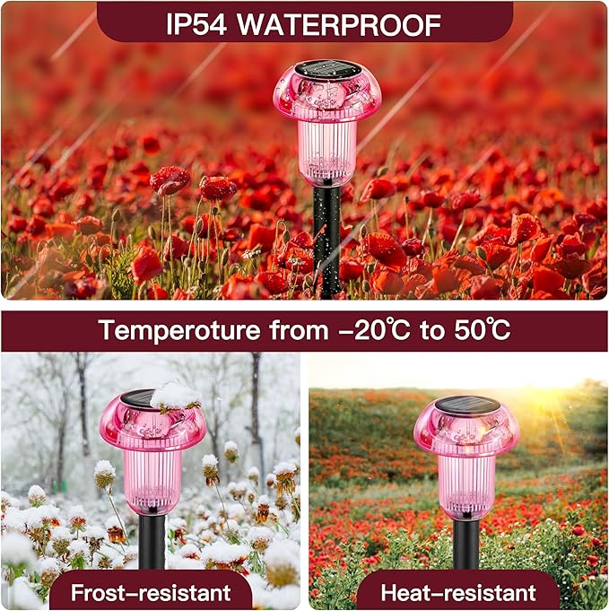 Solar Pathway Lights Outdoor 12 Packs, LED Driveway Light Solar Powered, Garden Decor, Mushroom SolarLights Outdoor Waterproof for Outside Yard, Sidewalk, Lawn, Patio, Landscape, Easter, Christmas