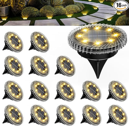 16 Pack Small Solar Ground Lights, Pathway Lights Waterproof, Outdoor Solar Light for Garden, Driveway, Walkway, Backyard (Warm White)