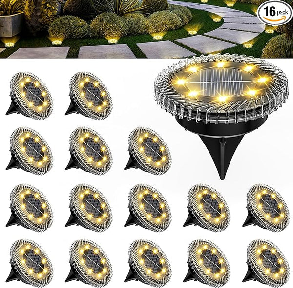 16 Pack Small Solar Ground Lights, Pathway Lights Waterproof, Outdoor Solar Light for Garden, Driveway, Walkway | Lumora