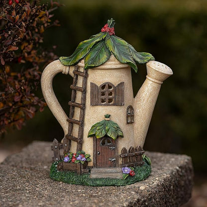 VP Home Watering Can Fairy Cottage Solar Light for Home and Outdoor Decor, Watering Can Solar Powered Flickering LED Garden Light Fairy Cottage Backyard Halloween Decoration