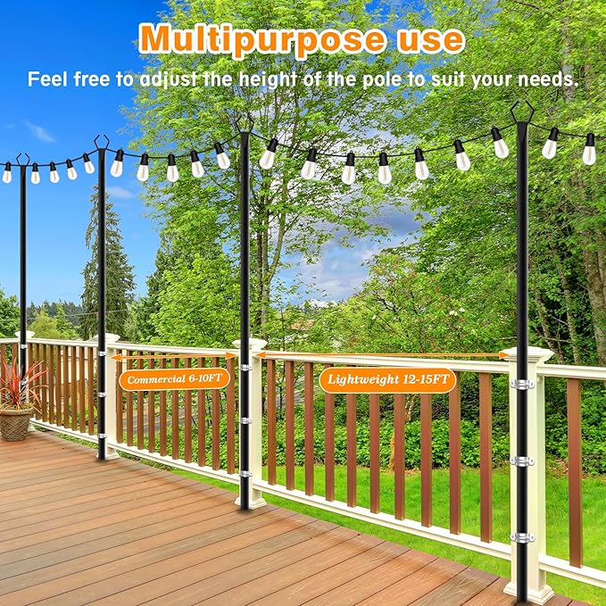LETIANPAI 4 Pack String Light Poles,10 Ft Metal Poles with Fork for Outdoor String Lights,Outdoor Light Poles with | Lumora