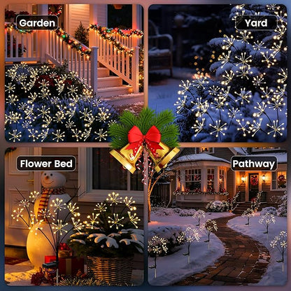 Solar Garden Lights Outdoor, Solar Garden Decor, Solar Fairy Lights, Gardening Supplies, Solar Powered Lights Waterproof for Yard Patio, Fairy Decor Firwork(2 Pack)