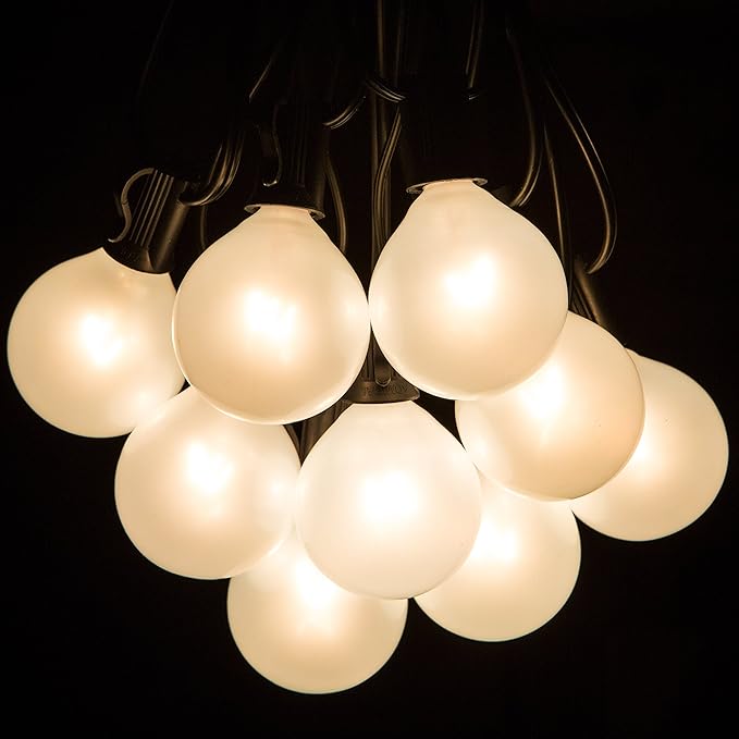 Hometown Evolution, Inc. White Pearl Outdoor Patio Globe String Lights (25 Foot, G50 White Pearl 2" Bulbs +1 Free | Lumora