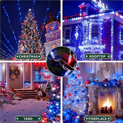 American LED String Lights (Red & White & Blue - Steady, 25FT), Mini LED USA String Lights, Waterproof Fairy Patriotic Lighted Decor for Holiday Party Patios July 4th Independence Day New Year