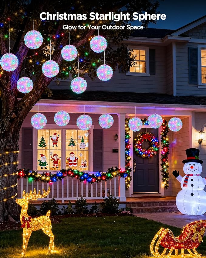 Brightown Outdoor Christmas Decorations-Starlight Sphere, Replaceable Bulbs with Add-On Plug, Lighted Sphere Balls | Lumora