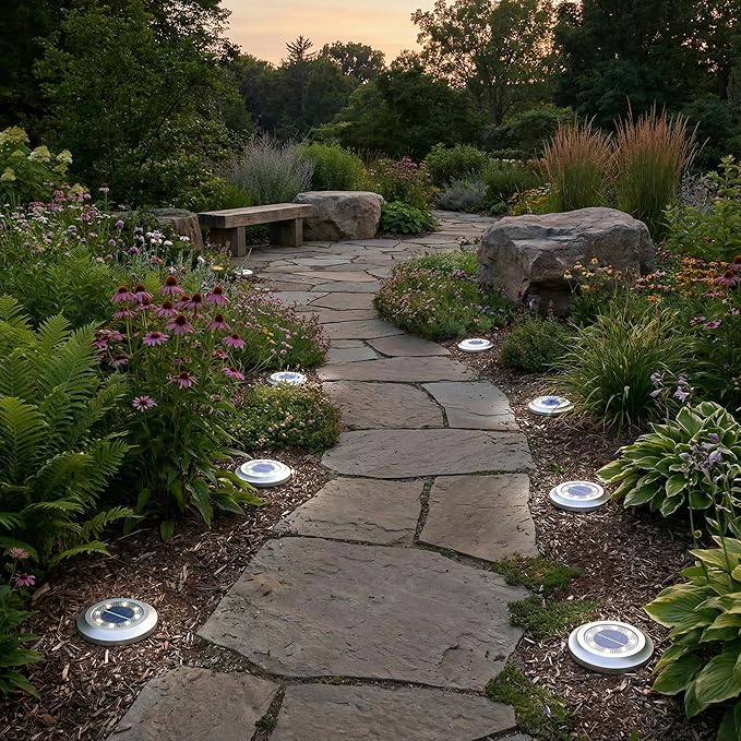 Solar Lights Outdoor， 2024 New Upgrade Disk Light， Solar in-ground Lights for Landscape Walkway Lawn Steps Decks | Lumora