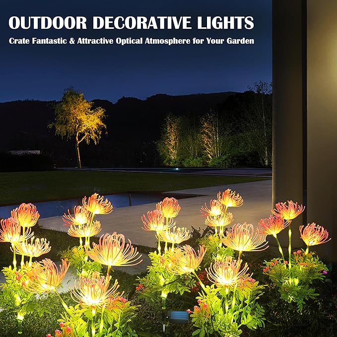 Solar Garden Lights, Solar Flowers Lights with Glowing Flowers & Stems, Solar Lights Outdoor for | Lumora