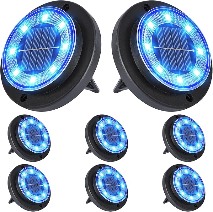 Flacchi Solar Lights Outdoor - Solar Powered Ground Lights Outdoor Solar Disk Light Waterproof Landscape Light for | Lumora