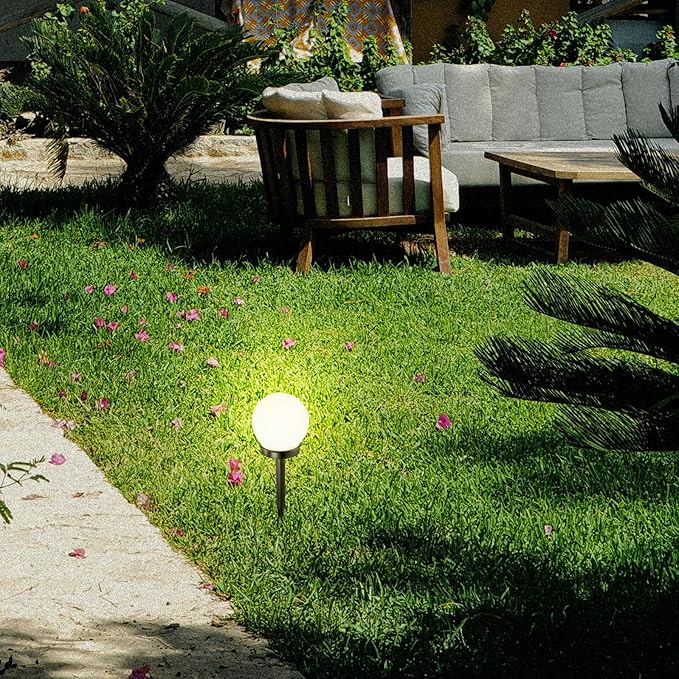 Solar Lawn Light Ball Bulb Outdoor Garden Solar Pathway Lamp Waterproof Warm Light Ground Plug for Yard Landscape Decoration,