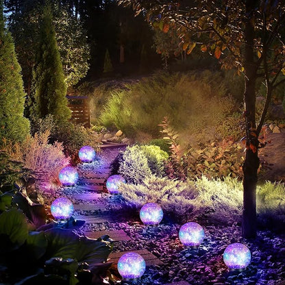 Tuanse 4 Pcs Solar Lights Decorative, Cracked Glass Ball Solar Globe Lights, LED Colored Garden Globes Outdoor for Yard Waterproof Back Yard Landscaping Flower Bed Patio Lawn (Multicolor,4.7 in)