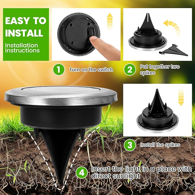 Mini Solar Ground Lights, 12 Pack Solar Garden Lights, Solar Powered Pathway Lights Warterproof, Outdoor Lights for | Lumora
