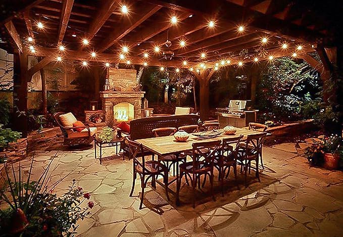 Westgate Lighting 24Ft Indoor/Outdoor Linkable LED String Lights, Commercial Grade with 12 Sockets & LED Bulbs – Bistro, Pergola, Deck, Patio, Market, Cafe, Gazebo, Party Decor