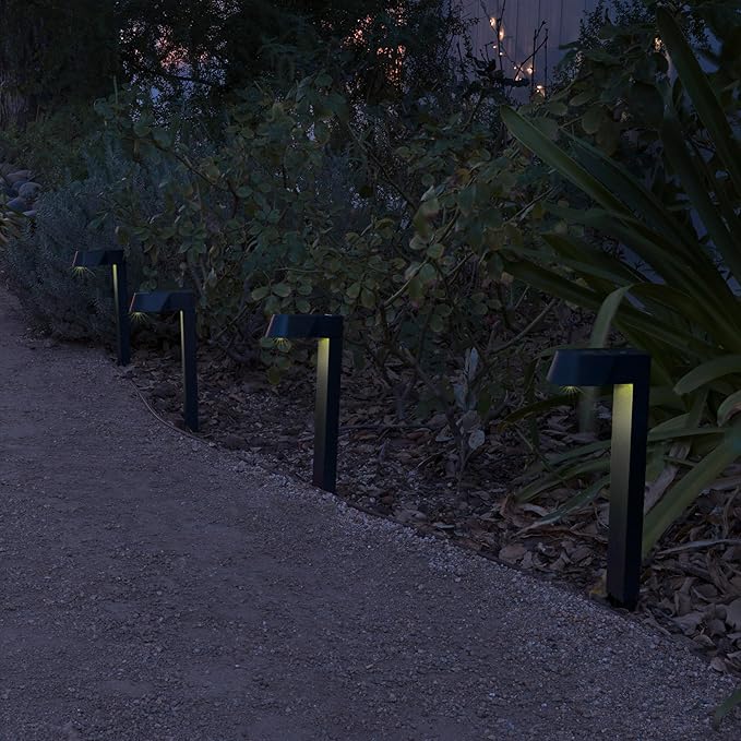Alpine Corporation Solar-Powered Black Abstract Pathway Lights, 4-Piece (Pack of 2)