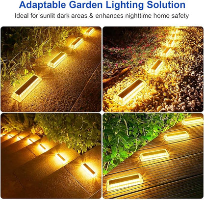 Lacasa Solar Deck Lights, Solar Light Outdoor Waterproof IP68, 8 Pack Solar Powered Pathway Yard Driveway Step Landscape Lights, LED Lighting 50LM for Garden Path Walkway Stair Patio, Warm White 2700K