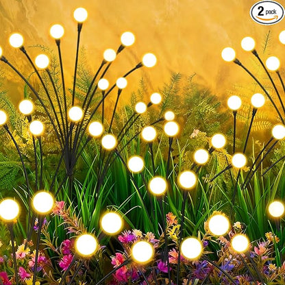 Solar Lights Outdoor-2Pack 16LEDs Solar Garden Firefly Lights Outside,Solar Powered Light Outdoor and Garden Decorative IP65 Waterproof,Yard Patio Pathway Decor,Gardening Gifts for Women,Warm White