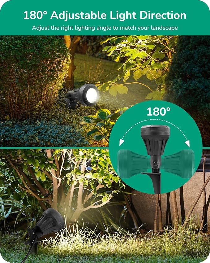 EDISHINE 120V LED Outdoor Spotlight, 5 Extra Lenses (RGB Purple Blue), 5.5W 5000K Plug in Spotlight Outdoor | Lumora