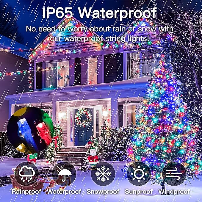 98FT 200 LEDs String Lights Waterproof Fairy Lights 8 Modes with Memory 30V Power Supply for Home, Garden, Wedding, Party, Christmas Decoration Indoor Outdoor (Multicolor)