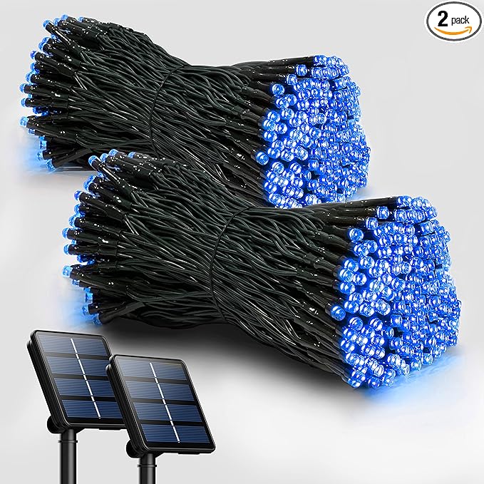 2 Pack Solar Christmas Lights Outdoor, 72FT 200 LED Solar String Lights with 8 Lighting Modes, IP65 Waterproof | Lumora