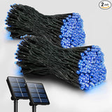 2 Pack Solar Christmas Lights Outdoor, 72FT 200 LED Solar String Lights with 8 Lighting Modes, IP65 Waterproof | Lumora