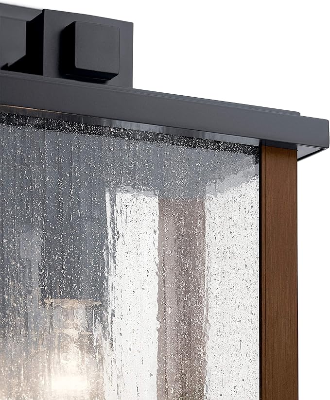 Kichler Marimount 17" Outdoor Wall Light in Black, 1-Light Exterior Wall Sconce with Clear Seeded Glass, (17" H x | Lumora