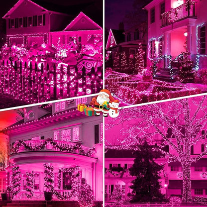 weillsnow Pink Valentine's Day Lights Outdoor, 164 FT 500 LED String Lights Plug in, 8 Modes Waterproof Fairy Lights for Valentines Day, Christmas, Party, Wedding, Bedroom, Garden Decorations