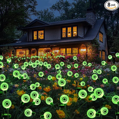Solar Halloween Lights Decorations Outdoor: 2 Pack 16LED Scary Eyeball Light Swaying for Yard Decor - Green Firefly Ghost Lighting Garden Lawn Pathway Party Outside Decorative