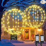 Joomer 2 Pack Christmas Ball Lights, 13IN & 11IN Foldable Metal Sphere Light, Connectable - Outdoor String Light | Lumora
