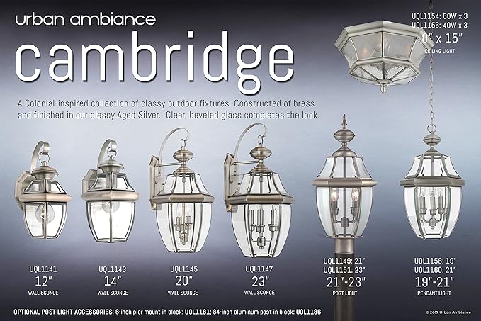 Urban Ambiance Luxury Colonial Outdoor Post Light, Large Size: 23" H x 12.5" W, with Tudor Style Elements | Lumora