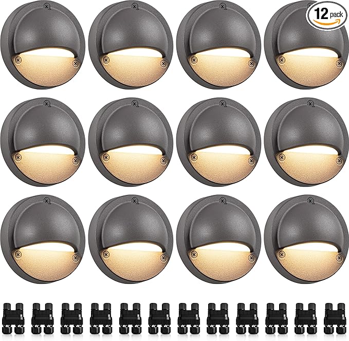 SUNVIE 12 Pack Low Voltage Deck Lights 5W LED Landscape Step Stair Lights Outdoor with Fastlock2 Wire Connector | Lumora