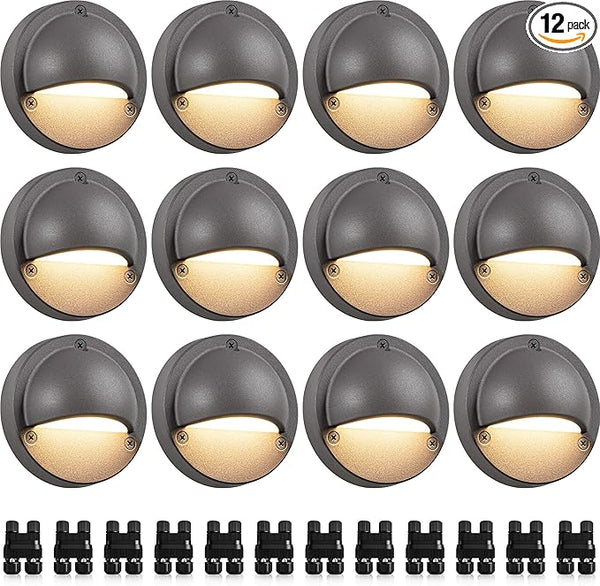 SUNVIE 12 Pack Low Voltage Deck Lights 5W LED Landscape Step Stair Lights Outdoor with Fastlock2 Wire Connector | Lumora