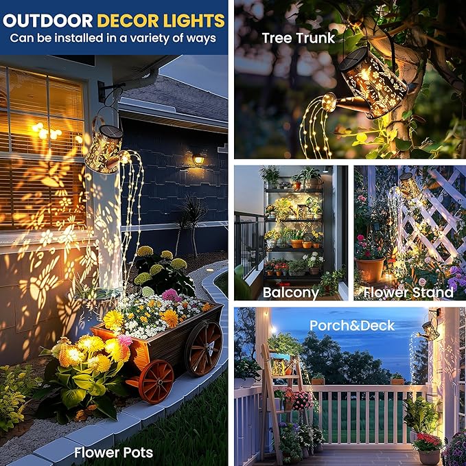 Solar Lights Outdoor Garden Decor, Large Lanterns Watering Can Gardening Gifts for Mom Women Grandma Birthday | Lumora