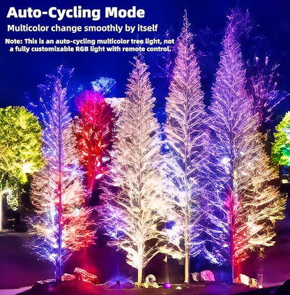 Outdoor Ring Tree Light - AC 24V Colored LED IP65 Waterproof Palm Tree Uplighting with Adjustable Tree Rings, Expandable Interlocking LED Uplighting or Downlight for Trees/Roman Columns(4 pack)