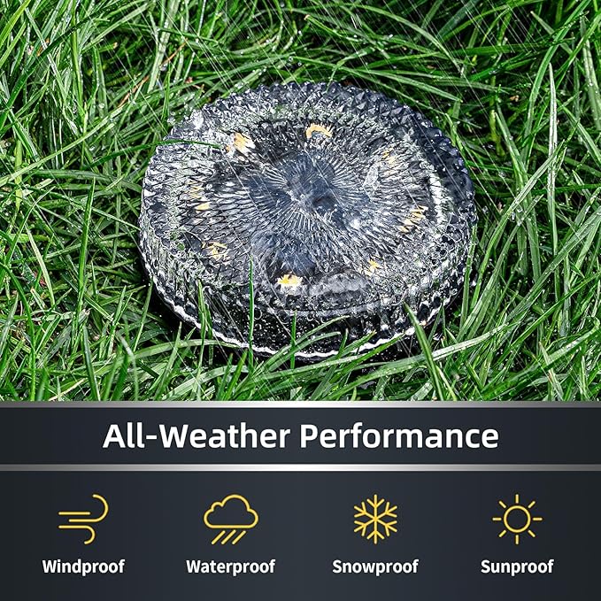 Glass Solar Ground Lights with Ray Style, Modular-Design Waterproof In-Ground Light for Patio Pathway Lawn Yard | Lumora