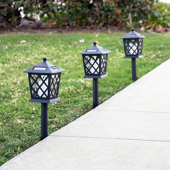 Alpine Corporation 16" Tall Outdoor Solar Powered Pathway LED Light Stakes (Set of 4)