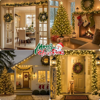 YOUNGAR 50 LED Christmas Lights,18ft Green Wire String Lights Outdoor,Warm White with Waterproof Connectable Light Mini Light Plug in for Indoor Outdoor Tree Patio Garden Xmas Decor