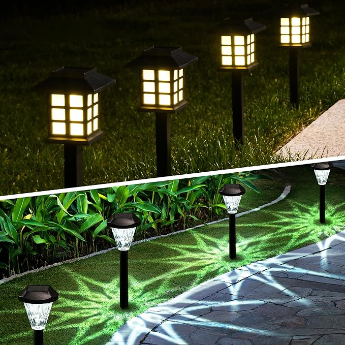 GIGALUMI Solar Outdoor Lights - LED Waterproof, Maintains 10 Hours of Lighting for Gardens, Paths, Yards, Patios, Driveways