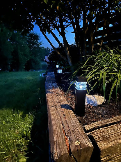 Modern White LED Lights Solar, 6 Pack Black Solar Pathway Lights, Outdoor Waterproof Solar Lights Garden, Decor Lamp, Landscape Path Lights for, Yard, Patio, Driveway, Sidewalk.