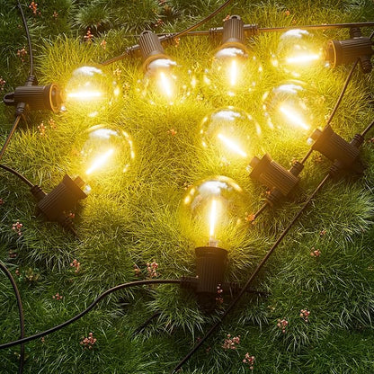 Kawaya Outdoor String Lights 50 FT LED Patio Lights with 25+2 Shatterproof Vintage Edison Bulbs 2700K Dimmable IP65 Waterproof Outside Hanging Lights and Extension Cords 16FT