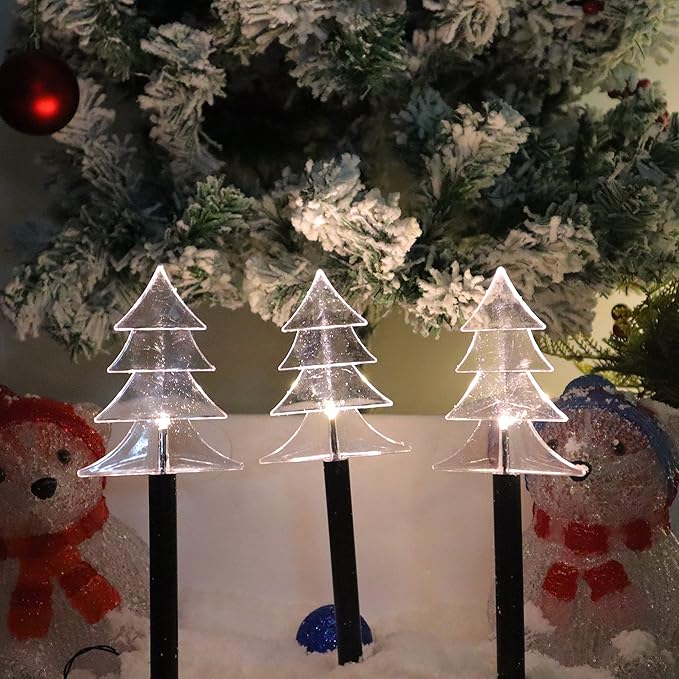 5 Pack Solar Christmas Tree Pathway Lights 6.3 Ft Total Outdoor Waterproof Landscape Lights Christmas Decorations for Pathway Garden Walkway Yard Lawn Patio (Warm White)