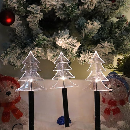 5 Pack Solar Christmas Tree Pathway Lights 6.3 Ft Total Outdoor Waterproof Landscape Lights Christmas Decorations for Pathway Garden Walkway Yard Lawn Patio (Warm White)