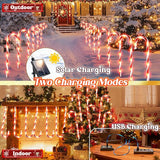 Solar Christmas Decorations Outdoor: 12 Pack Red Candy Cane Pathway Lights - 21" Waterproof LED 8 Blinking Models | Lumora