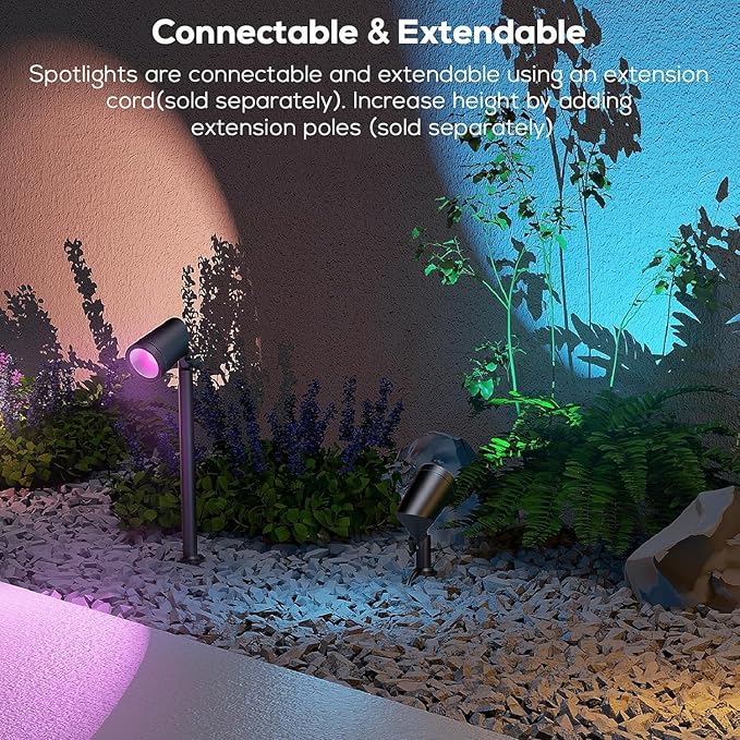 ZYAN APP Control Die-Cast Aluminum RGB Landscape Spotlights with Remote Control, Color Changing Music Sync Timer | Lumora