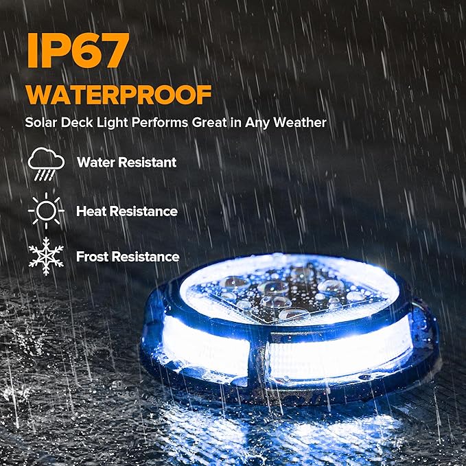 LUTEC 2 Pack Solar Deck Lights Driveway Dock 12 LEDs Light Solar Powered Outdoor Waterproof Road Markers for Step | Lumora
