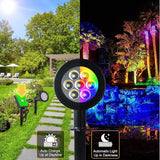 T-SUNUS RGB Solar Landscape Spotlights Christmas, Color Changing Spot Lights Waterproof IP65 Garden Pond, 180° | Lumora